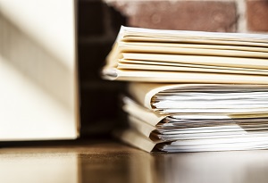 close up of files on a desk