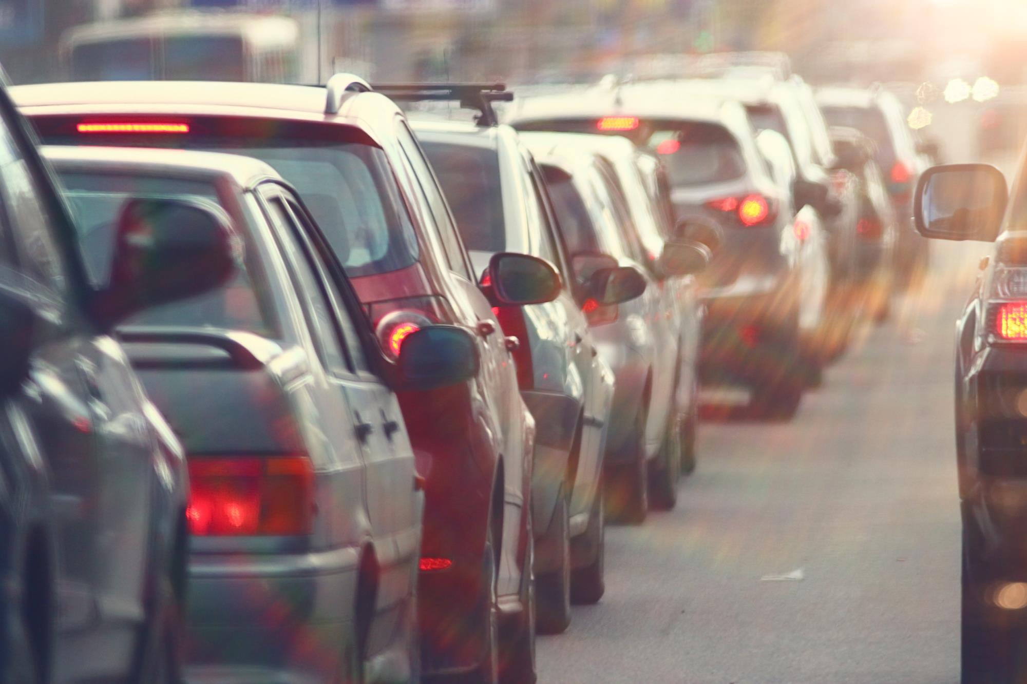 Traffic Lined Up on Street