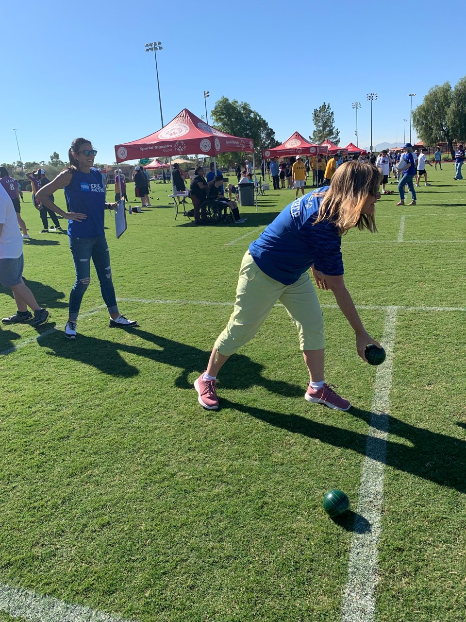 Kids throwing Bocce, Special Olympics