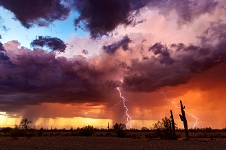 Lightning strike in the distance